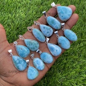 Top Quality Larimar Gemstone 925 Silver Plated Pendant Jewelry In Bulk Price.