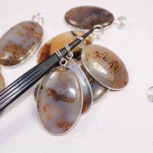 Natural Montana Agate Pendant: 925 Silver Plated Bezel, Gemstone Jewelry