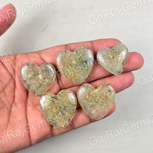 Natural Prehnite Mineral Gemstone, Prehnite Heart Crystal Stone For Making Jewelry & Resale.