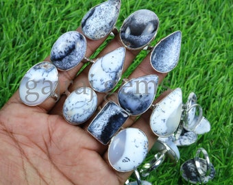 Dendritic Agate 925 Sterling Silver Bezel Ring