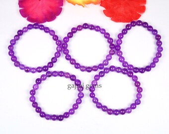Handmade Purple Onyx Bracelet: 8mm Smooth Gemstone Beads