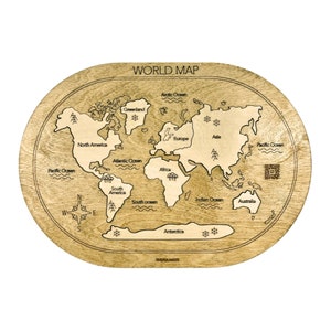 El kit de mapas de viaje incluye: mapa de viaje del mundo de corcho,  banderas del mundo, pegatinas de alimentos, para viajeros (Old School,  Puzzle M