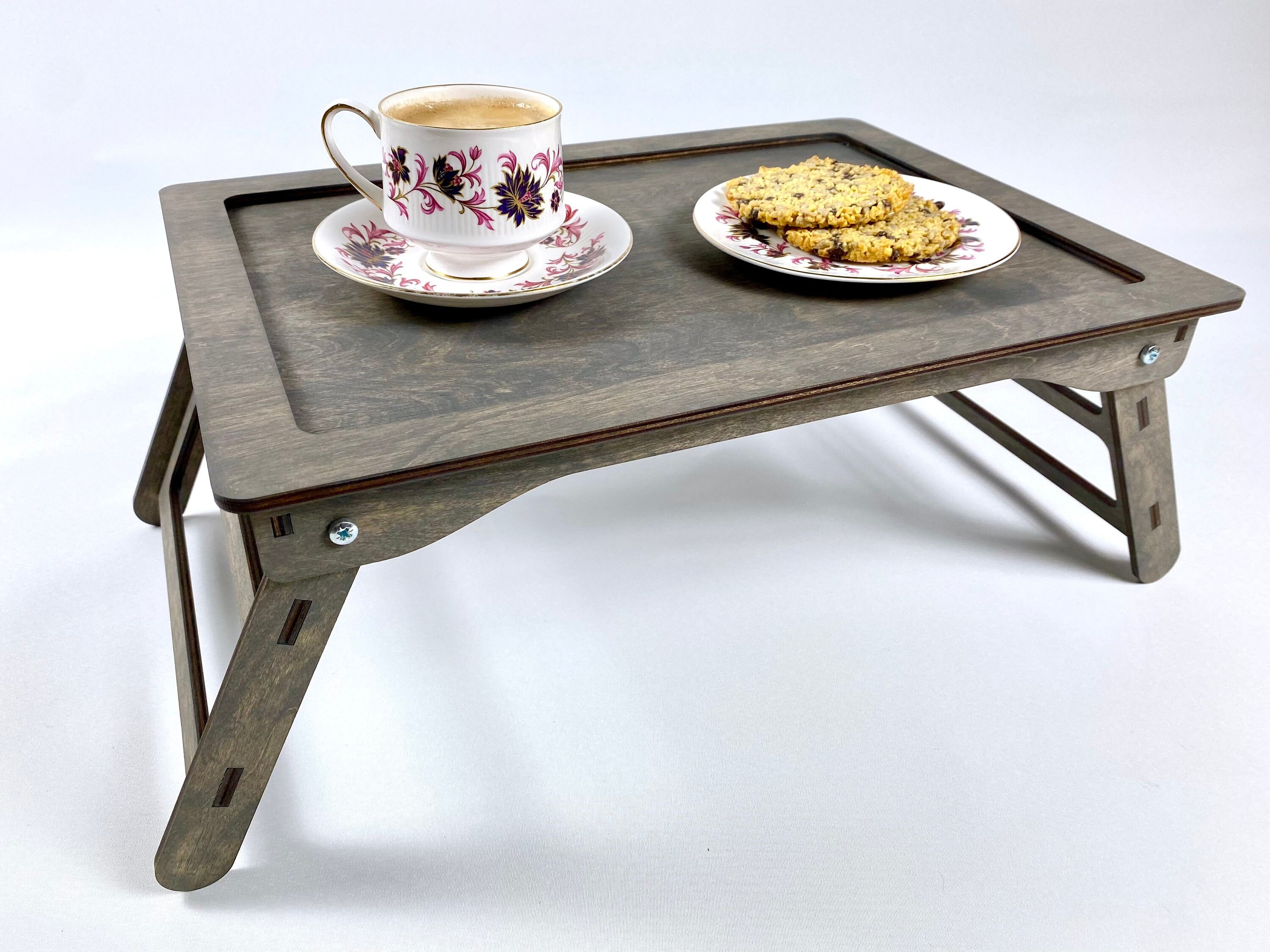 Vassoio per letto pieghevole Hoom tavolo da colazione con gambe pieghevoli tavolo in legno pieghevole Bambù 50 x 30 x 22 cm 