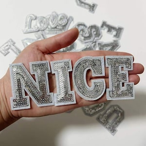 Sequins Letters Embroidered Iron On Patch Applique Diy Name Badge Alphabet Patches For Clothing Bag Coat Decoration Accessories