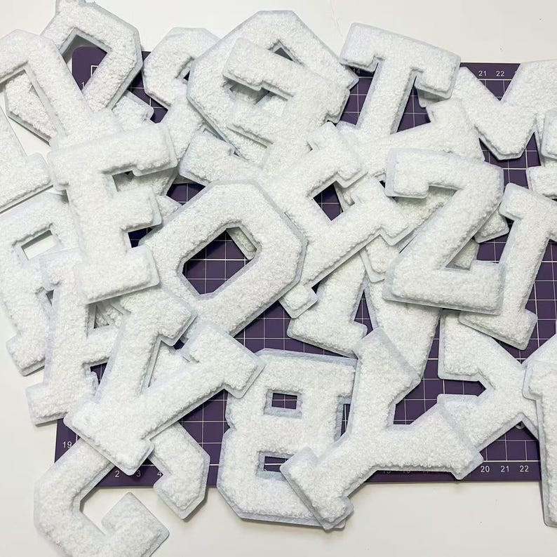 Whtie Letters Chenille Embroidered Iron on Patch Applique Diy Badge ...