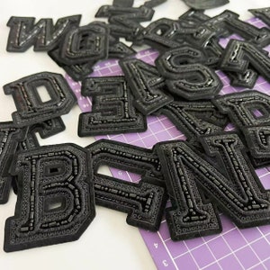 Black Letters / Number Beads Embroidered Iron on Patch Applique Diy ...