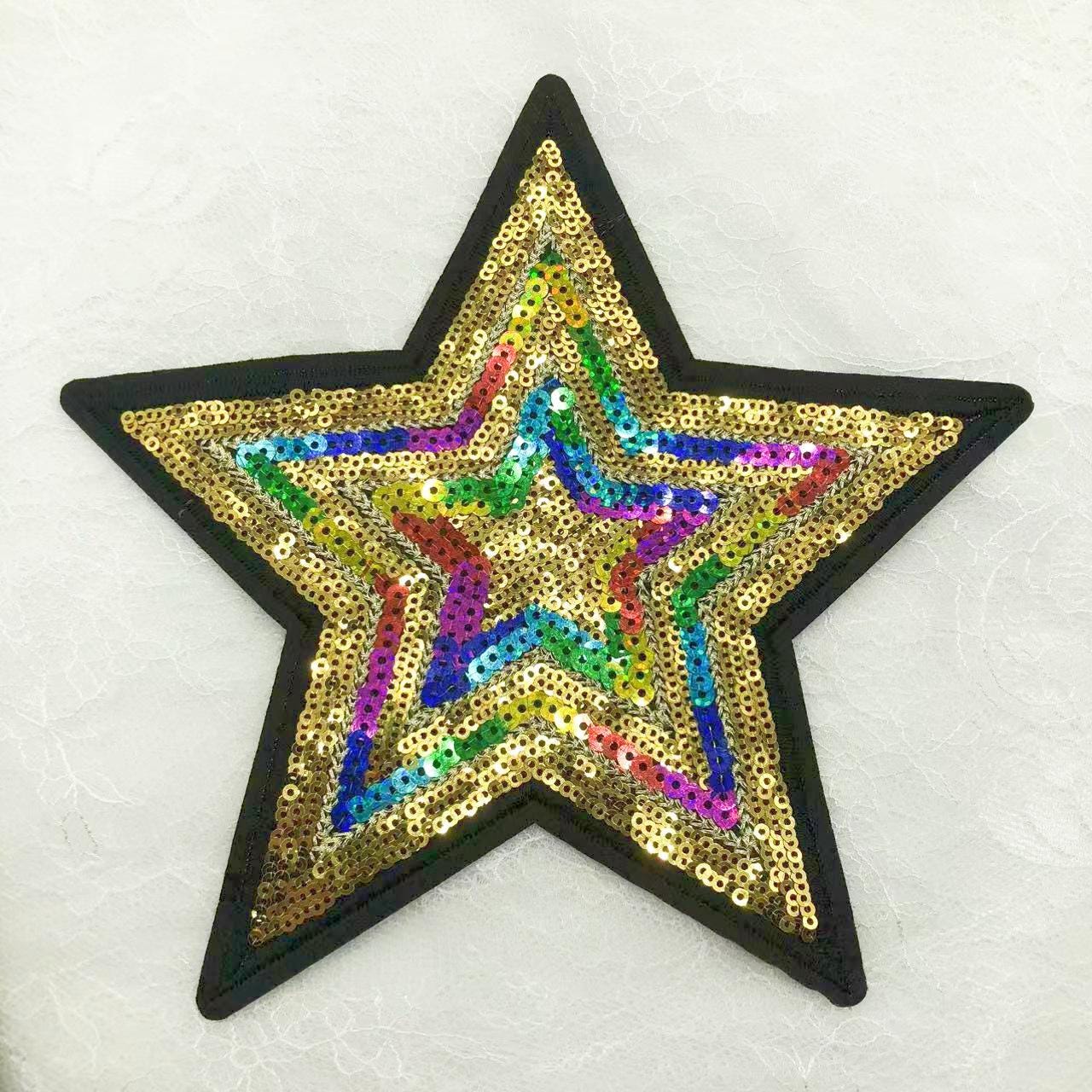 8 Toppe Termoadesive A Stella Con Strass – Oro, 8x8 Cm, Per Riparare E Decorare Jeans, Cappelli, Borse