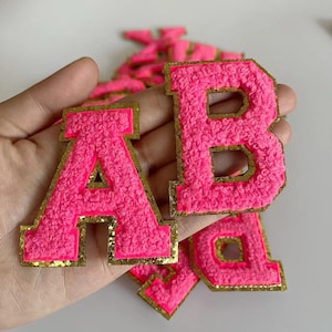 3.2 Inch Iron on Glitter Chenille Letters, Iron on Varsity Letters