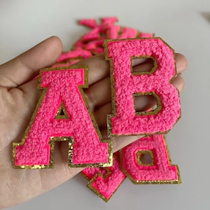 シェニール刺繍アイロン文字パッチアップリケDIYネームバッジアルファベットパッチ子供服バッグアクセサリー素敵