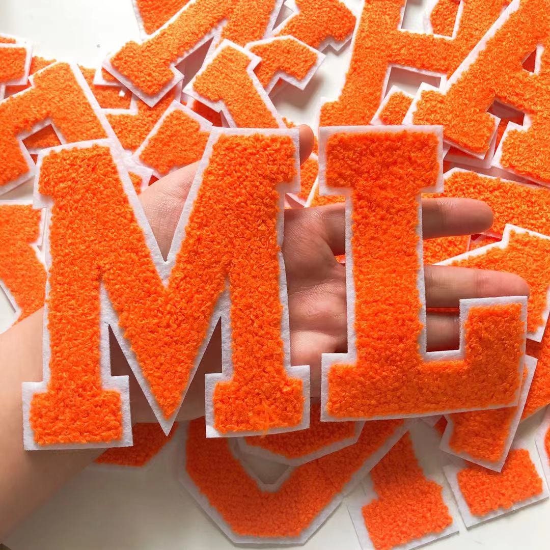 Orange Embroidered Iron on Letters Applique Patch,iron on Name