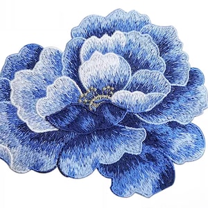 Peony Flower Embroidery Sew On Patches Applique For Clothing Coat Bags Diy Decoration Accessories Patch