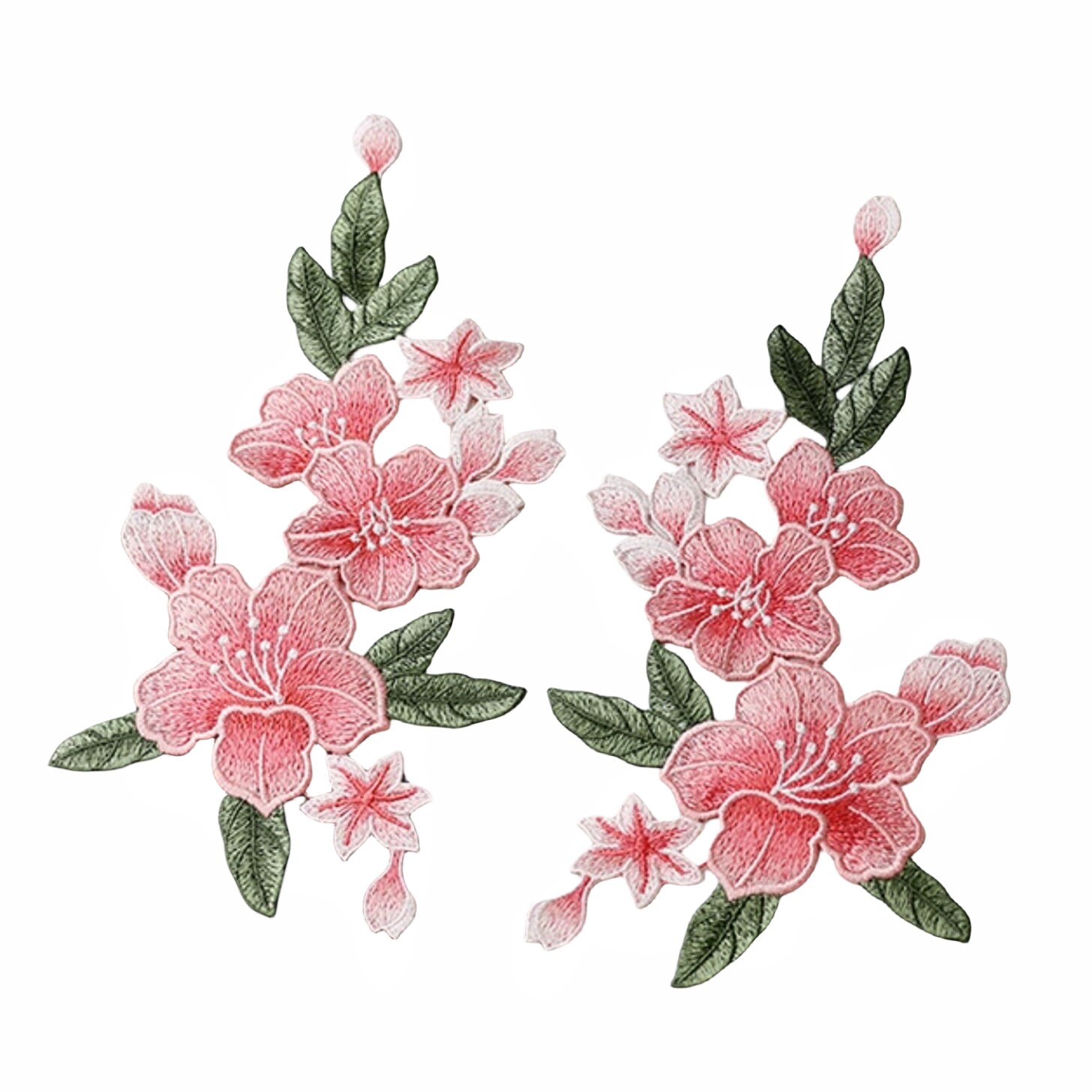 2 Toppe Ricamate A Fiore Di Prugna Rosa: Termoadesive O Da Cucire, Per Abbigliamento E Fai Da Te