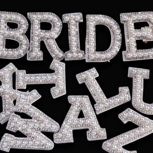 3d letra branca pérola strass ferro em remendos para roupas chapéu diy alfabeto contas remendos acessórios apliques A-Z