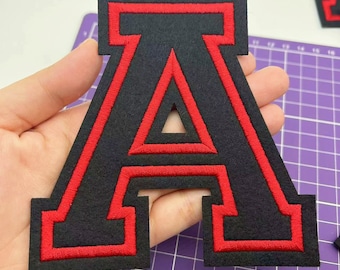 Große schwarze Buchstaben Alphabet gestickt Aufnäher für Kleidung Jacke Nähen Accessoires DIY Name Patch Applikation Neu A-Z