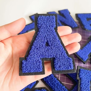 Blue Chenille Embroidered Letters Sewn On Applique Patches For Clothing Hat Bags DIY Name Letter Patch Applique Accessories