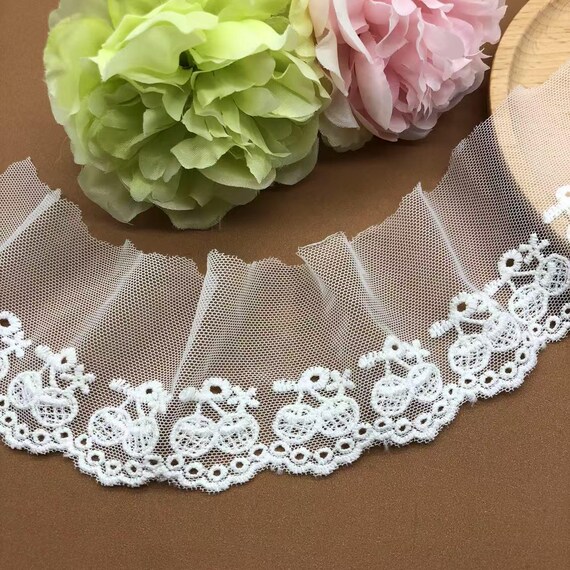 Bordado De Encaje De Malla Floral, Bricolaje, Blanco/negro, De Algodón, Para Ropa, Vestido De Novia, Accesorios Para Coser, 2 Yardas - España