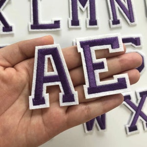 Purple Letter Embroidery Iron On Patch For Clothes Bags Hat Diy Alphabet Sew on Patches Applique Decoration Accessories