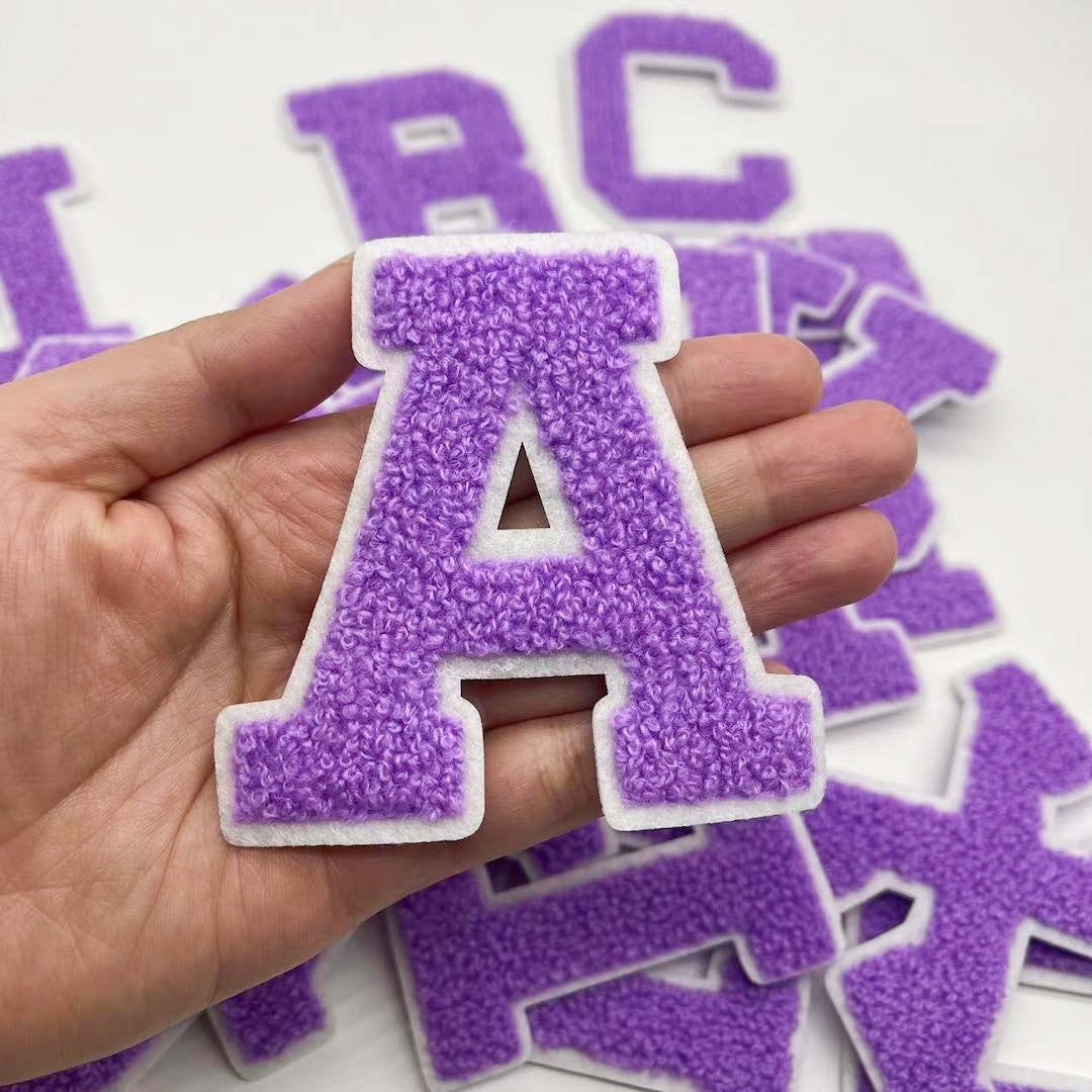 Purple Letters Chenille Embroidered Iron on Patch Applique Diy Name ...