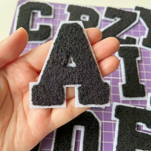 New Black Letters Chenille Embroidered Iron On Patch Applique Diy Name Alphabet Patches For Clothing Hats Bags Accessories