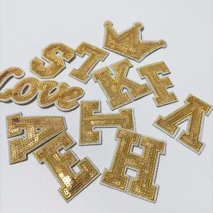 Sequins Letters Embroidered Iron on Patch Applique Diy Name Badge ...