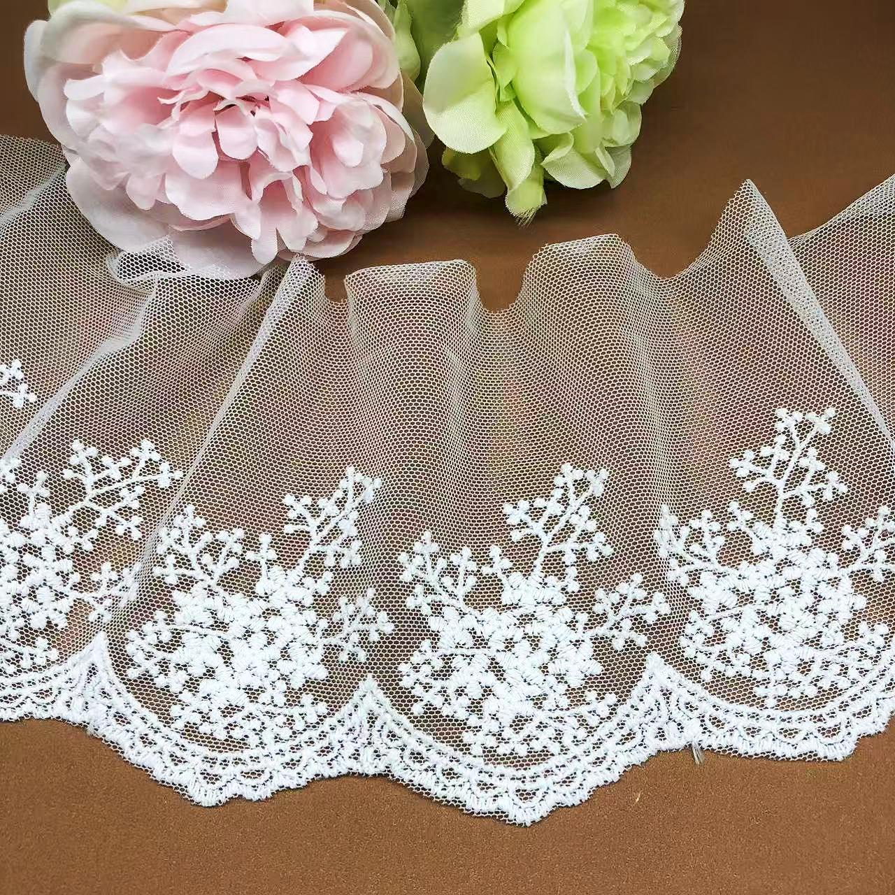 Premium kwaliteit | Bloemen Stretch Kant | 4-weg Stretch Bruids Kant | Dressmaking Lace Stof | FABRIQUES (Oranje, Monster 20 x 20