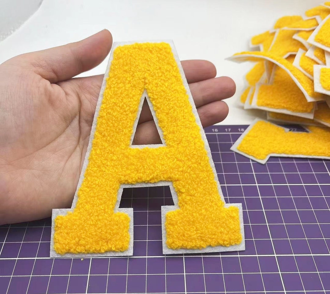 Large Yellow Letters Chenille Embroidered Iron on Patch Applique Diy ...