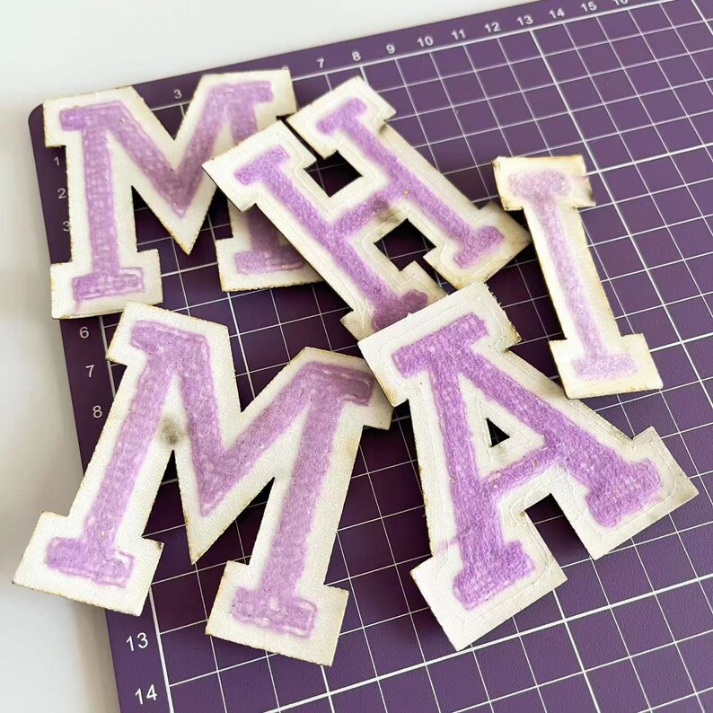 Purple Chenille Embroidered Letters Iron on Patch Applique for Kid ...