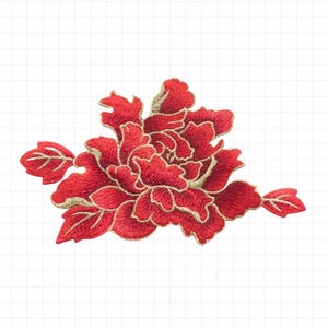 Peony Flower Floral Embroidered Patch Diy Clothing Coat Dress Decoration Accessories Sew On Applique Patches