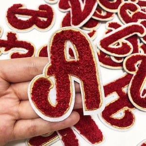 Parches termoadhesivos con letras del alfabeto en inglés bordados en chenilla para ropa, bolsos, chaquetas, accesorios para coser, apliques con nombre DIY