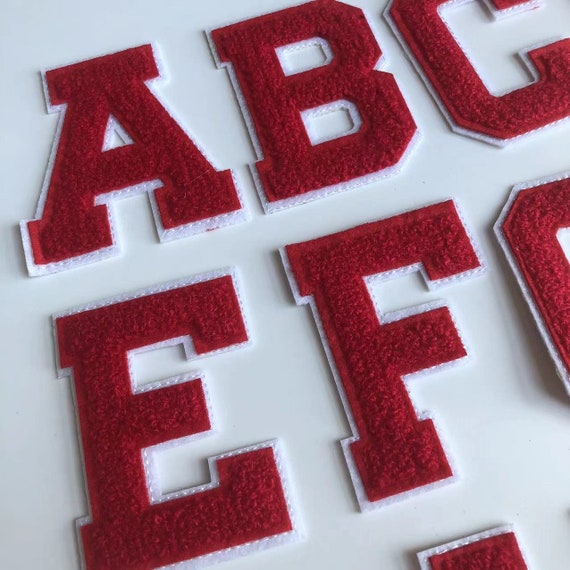 Red Letters Chenille Embroidered Iron on Patch Applique Diy Name