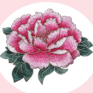 Large Peony Flower Embroidery Sew On Patch Applique For Clothing Coat Jacket Diy Dress Decoration Accessories Repair Patches