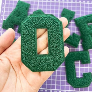 Parches de apliques con letras bordadas de chenilla verde para ropa, sombreros, bolsos, bricolaje, nombre, letra, parche, apliques, accesorios, nuevo
