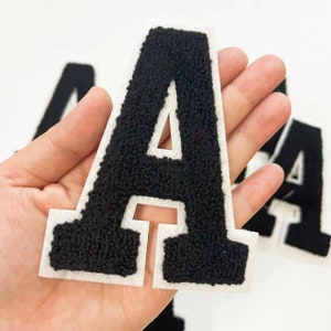 Large Black Letters Chenille Embroidered Iron On Patch Applique Diy Name Alphabet Patches For Clothing Hats Bags Accessories