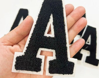 Large Black Letters Chenille Embroidered Iron On Patch Applique Diy Name Alphabet Patches For Clothing Hats Bags Accessories