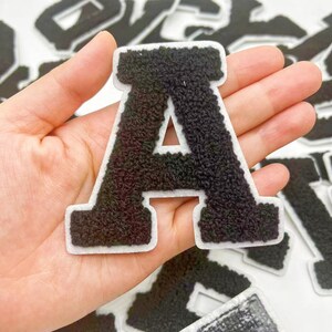 Black Letters Chenille Embroidered Iron On Patch Applique Diy Name Badge Alphabet Patches For Clothing Bag Decoration Accessories A-Z