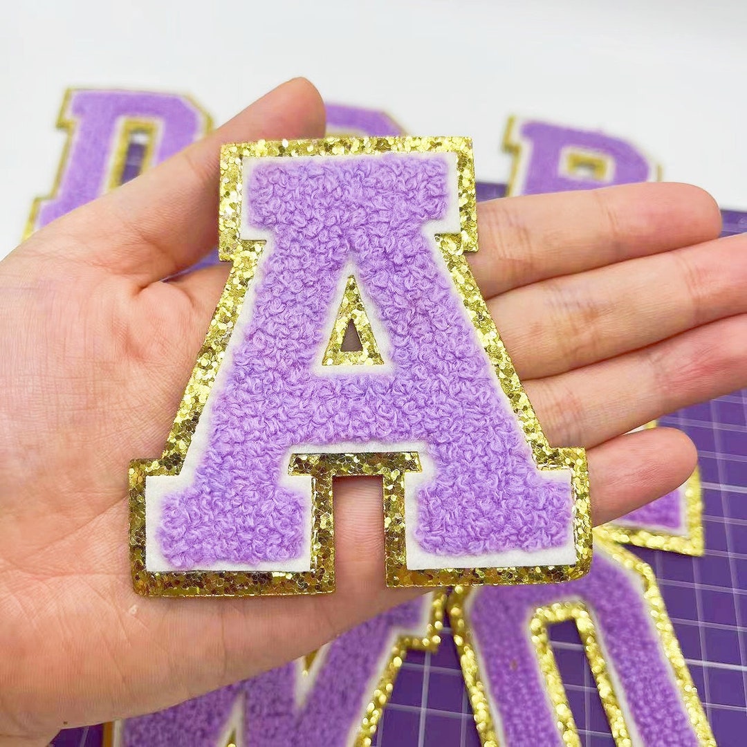 Purple Letters Chenille Embroidered Iron on Patch Applique Diy Name ...