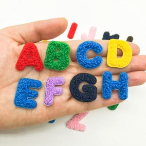 Color Letters Chenille Embroidered Iron On Patch Applique Diy Name Badge Alphabet Patches For Clothing Bag Decoration Accessories A-Z