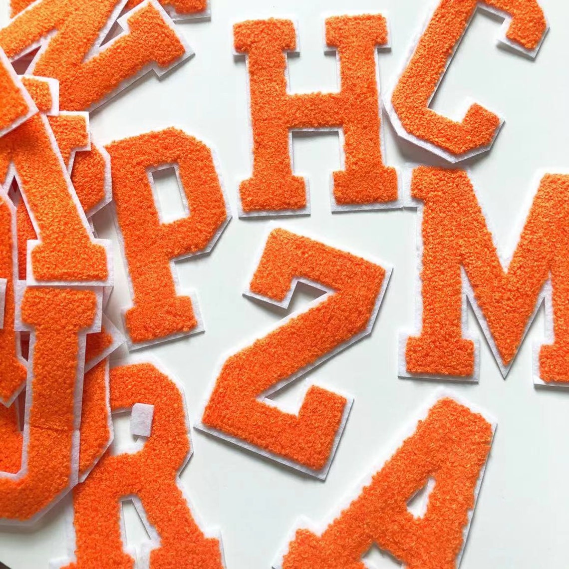 Orange Chenille Embroidered Letters Iron on Patch Applique Diy Etsy