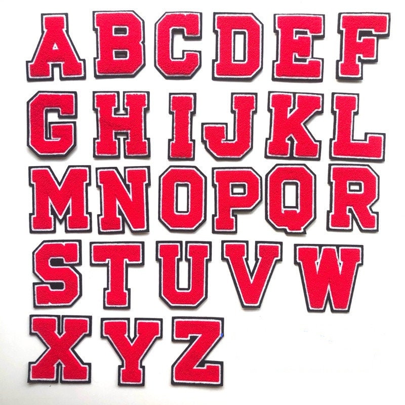 Ponce Red Leters Red Chenille Embroidered Letters Sewn on Applique Patches for Clothing ...