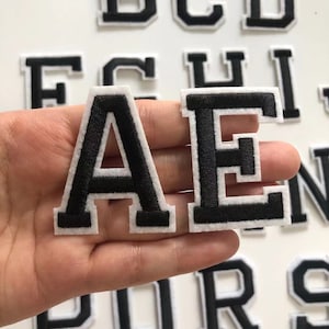 Patches de bordado de letras pretas para roupas, bolsas, ferro de passar, costurar, nome, alfabeto, decoração, acessórios de A a Z