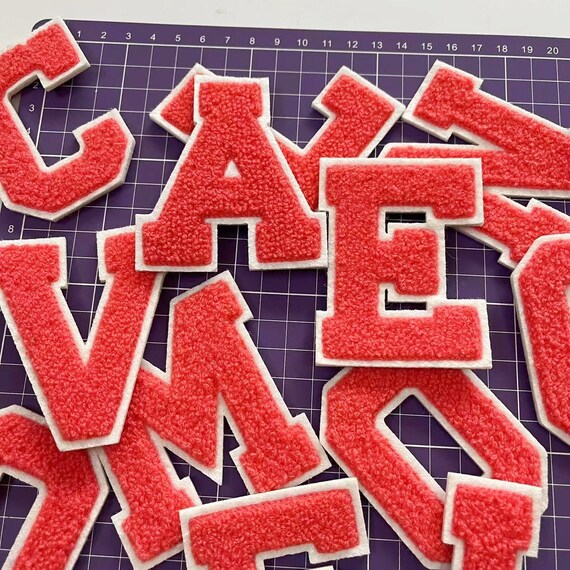 4 Lettres 'J' En Chenille Orange à Coudre Ou Thermo-coller - Patchs Uxcell