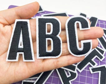 Neue schwarze Buchstabe Alphabet gestickte Aufnäher Eisen auf Applikation Patches für Jacke Tasche Kleidung Diy Name Patch A-Z
