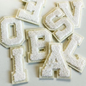 White Chenille Embroidered Letters Sewn On Applique Patches For Clothing Hat Bags DIY Name Letter Patch Applique Accessories NEW 2.36inch