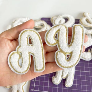 White English Letters Patch Alphabet Chenille Embroidered Patches For Clothing Coat Sew On Iron On Accessories DIY Applique
