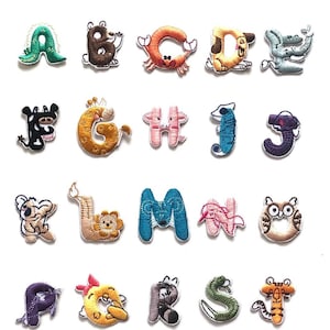Cartoon Animal Letters Alfabet Geborduurde Stick On Patches Voor Kleding Jas DIY Naam Patch Applique Accessoires A-Z