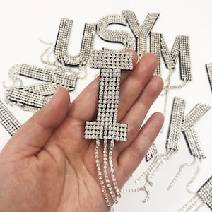Parches para coser con borlas y letras del alfabeto inglés con diamantes de imitación para ropa, insignias, pasta para ropa, bolsos, chaquetas, A-Z