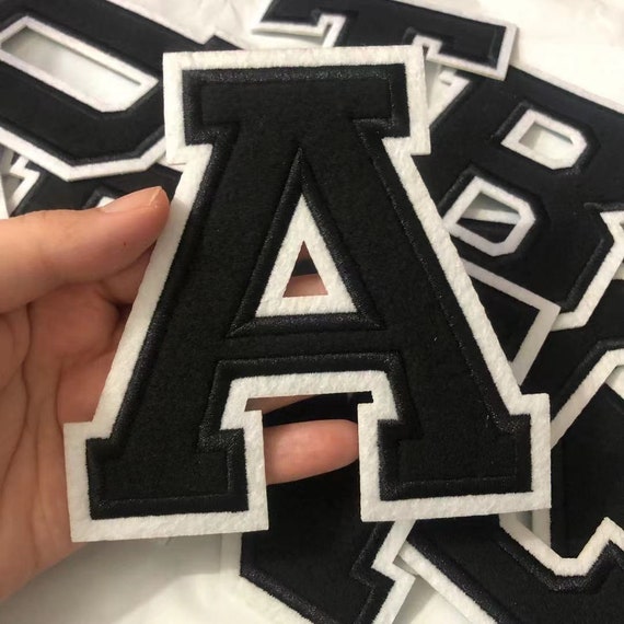 Large Black Letters Alphabet Embroidered Iron on Patches for Clothing  Jacket Sew on Accessories DIY Name Patch Applique 