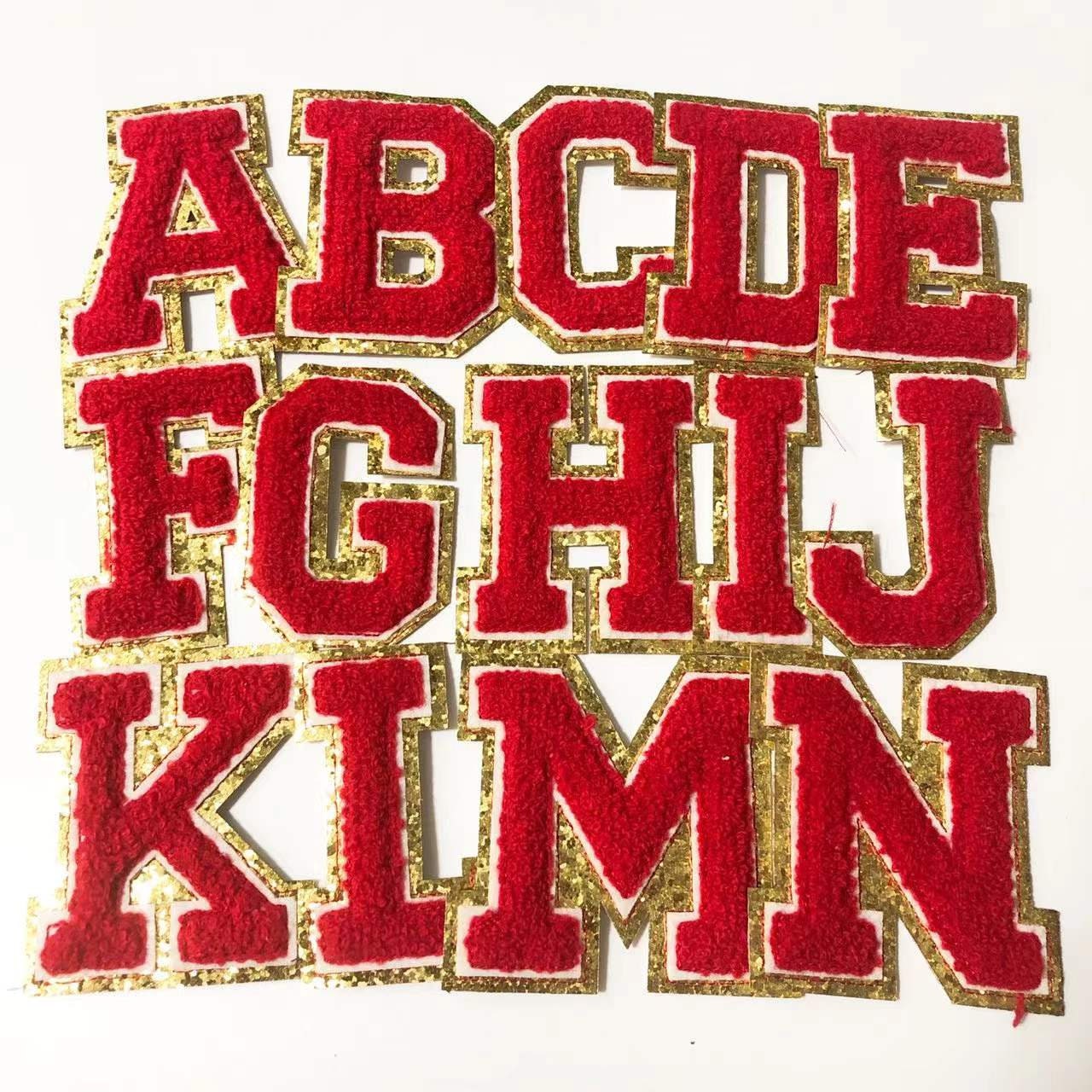 Large Red Letters Alphabet Embroidered Iron on Patches for Clothing Jacket  Sew on Accessories DIY Name Patch Applique 