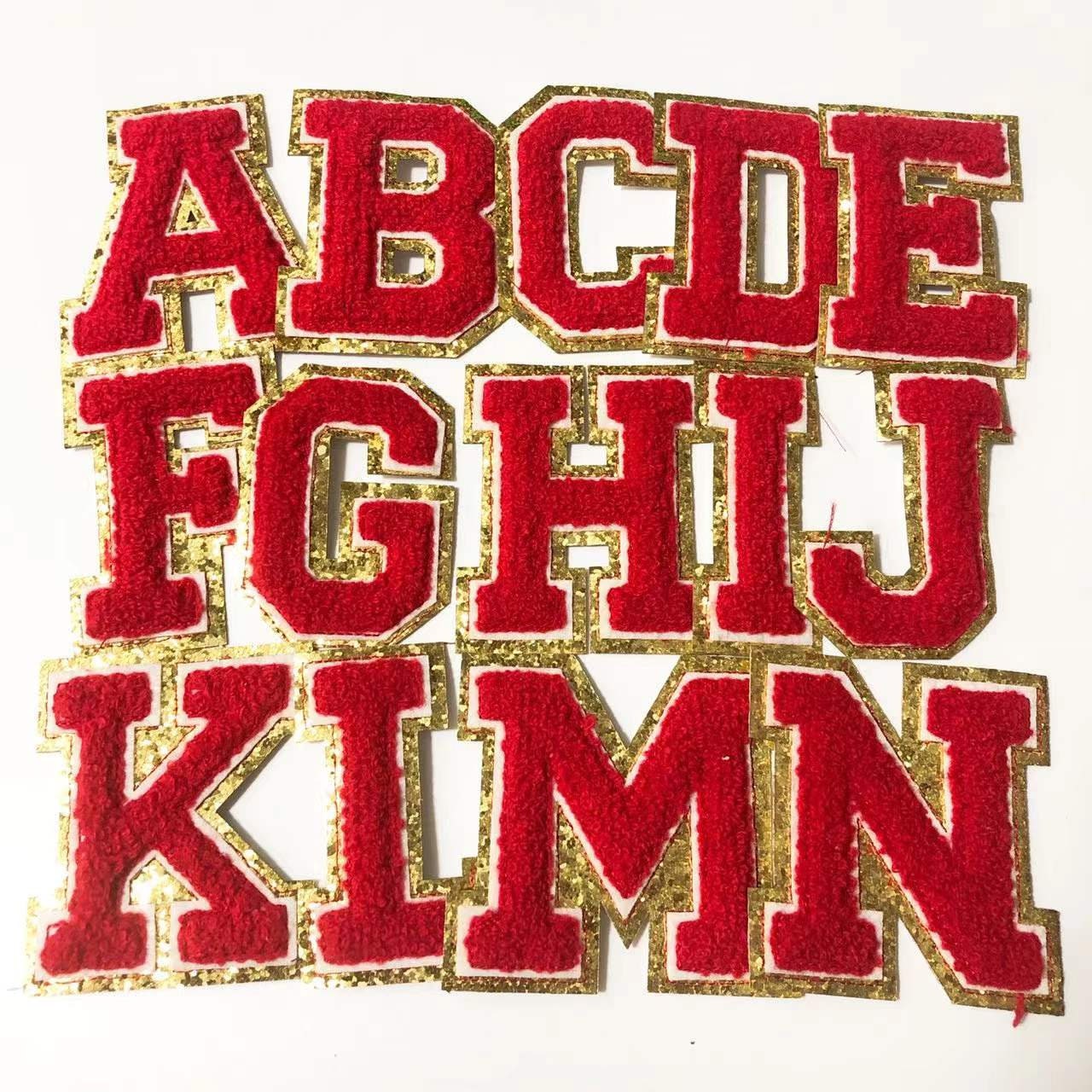Ponce Red Leters Red Letters Chenille Embroidered Iron on Patch Applique Diy Name Badge ...
