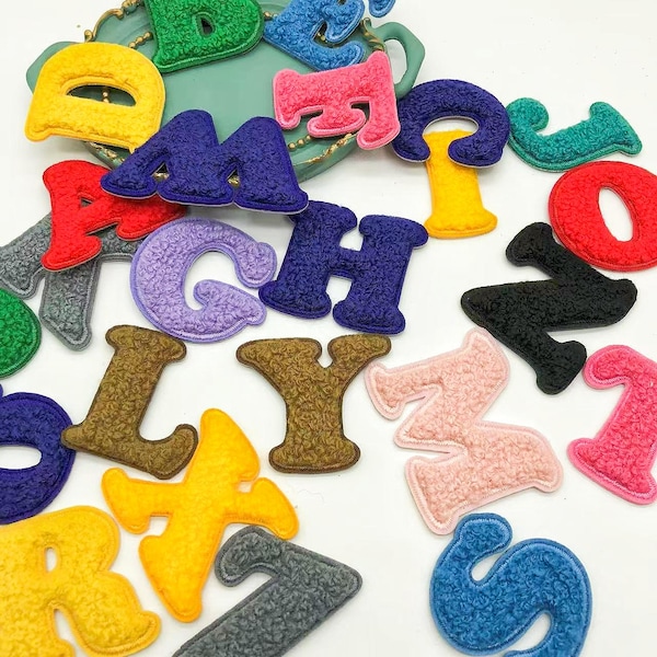 Colourful Letters Chenille Embroidered Iron On Patch Diy Name Badge Alphabet Patches For Clothing Bag Decoration Accessories Applique  A-Z